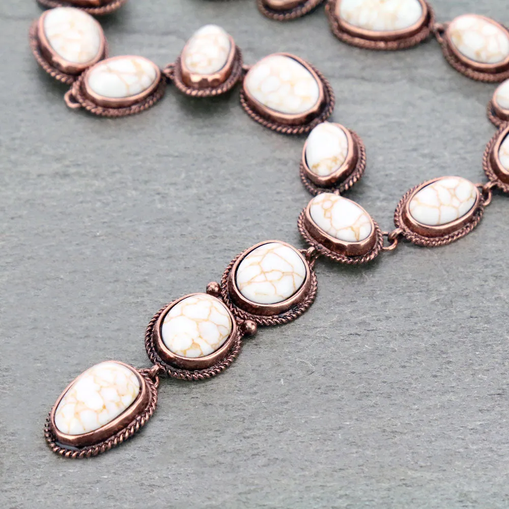 Fashion Copper Lariat Necklace & Earrings