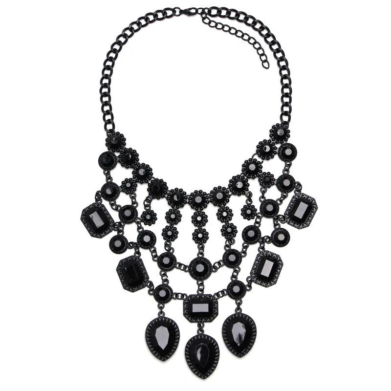 Fashion Women Gun Black Statement Necklaces Pendant Collier Female Collar Choker Maxi Boho Vintage Jewelry Chunky Necklace