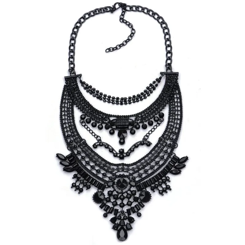 Fashion Women Gun Black Statement Necklaces Pendant Collier Female Collar Choker Maxi Boho Vintage Jewelry Chunky Necklace