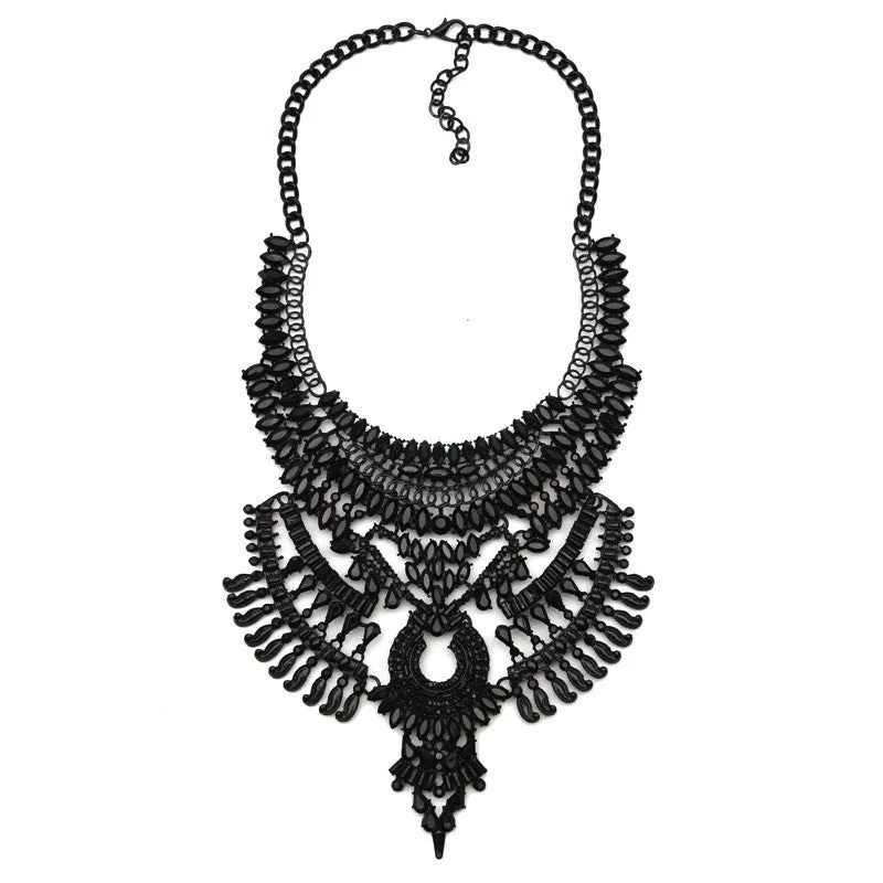Fashion Women Gun Black Statement Necklaces Pendant Collier Female Collar Choker Maxi Boho Vintage Jewelry Chunky Necklace