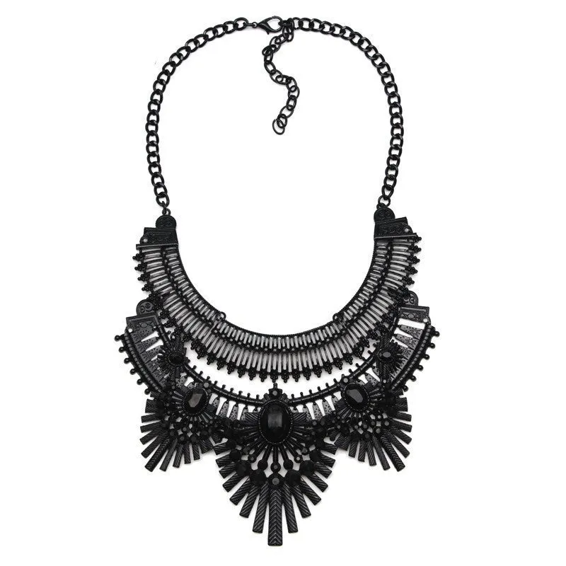 Fashion Women Gun Black Statement Necklaces Pendant Collier Female Collar Choker Maxi Boho Vintage Jewelry Chunky Necklace