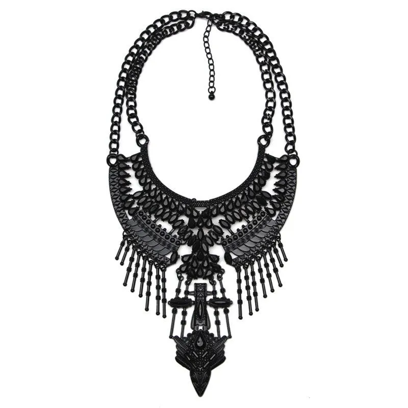 Fashion Women Gun Black Statement Necklaces Pendant Collier Female Collar Choker Maxi Boho Vintage Jewelry Chunky Necklace