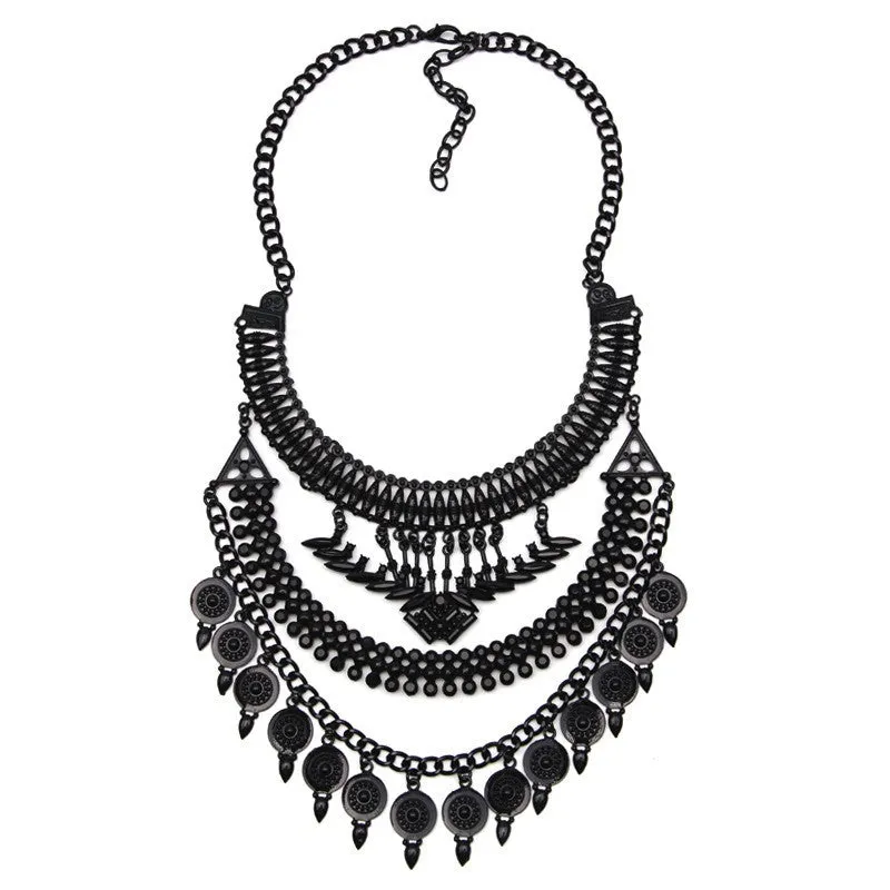 Fashion Women Gun Black Statement Necklaces Pendant Collier Female Collar Choker Maxi Boho Vintage Jewelry Chunky Necklace