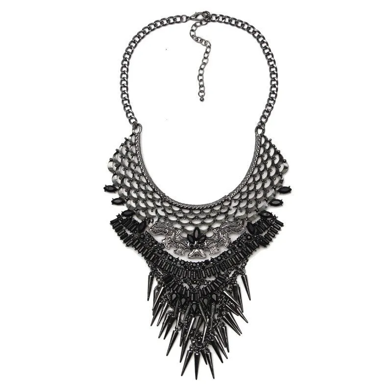 Fashion Women Gun Black Statement Necklaces Pendant Collier Female Collar Choker Maxi Boho Vintage Jewelry Chunky Necklace