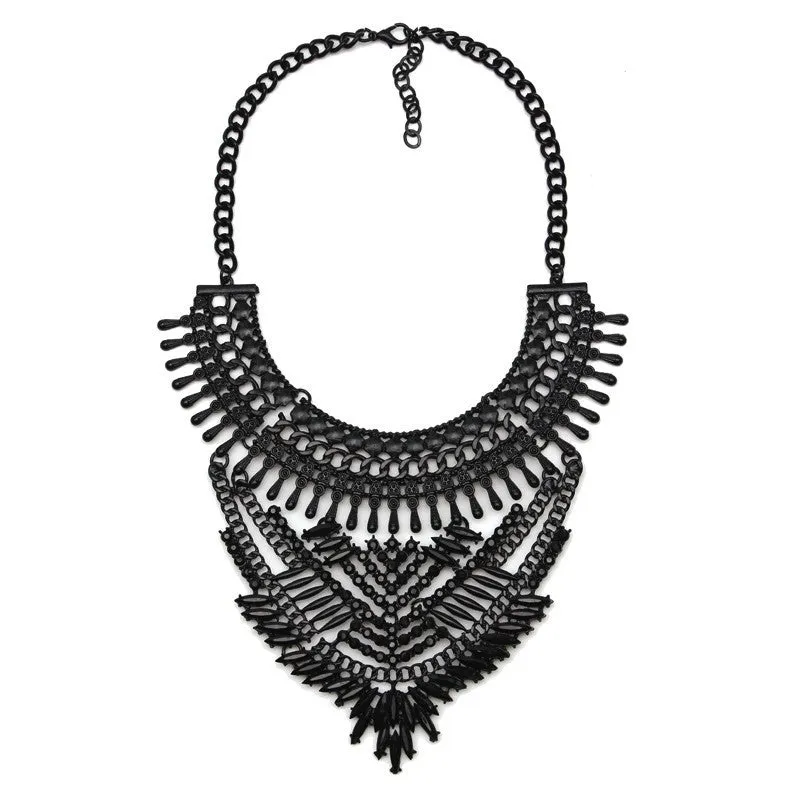 Fashion Women Gun Black Statement Necklaces Pendant Collier Female Collar Choker Maxi Boho Vintage Jewelry Chunky Necklace