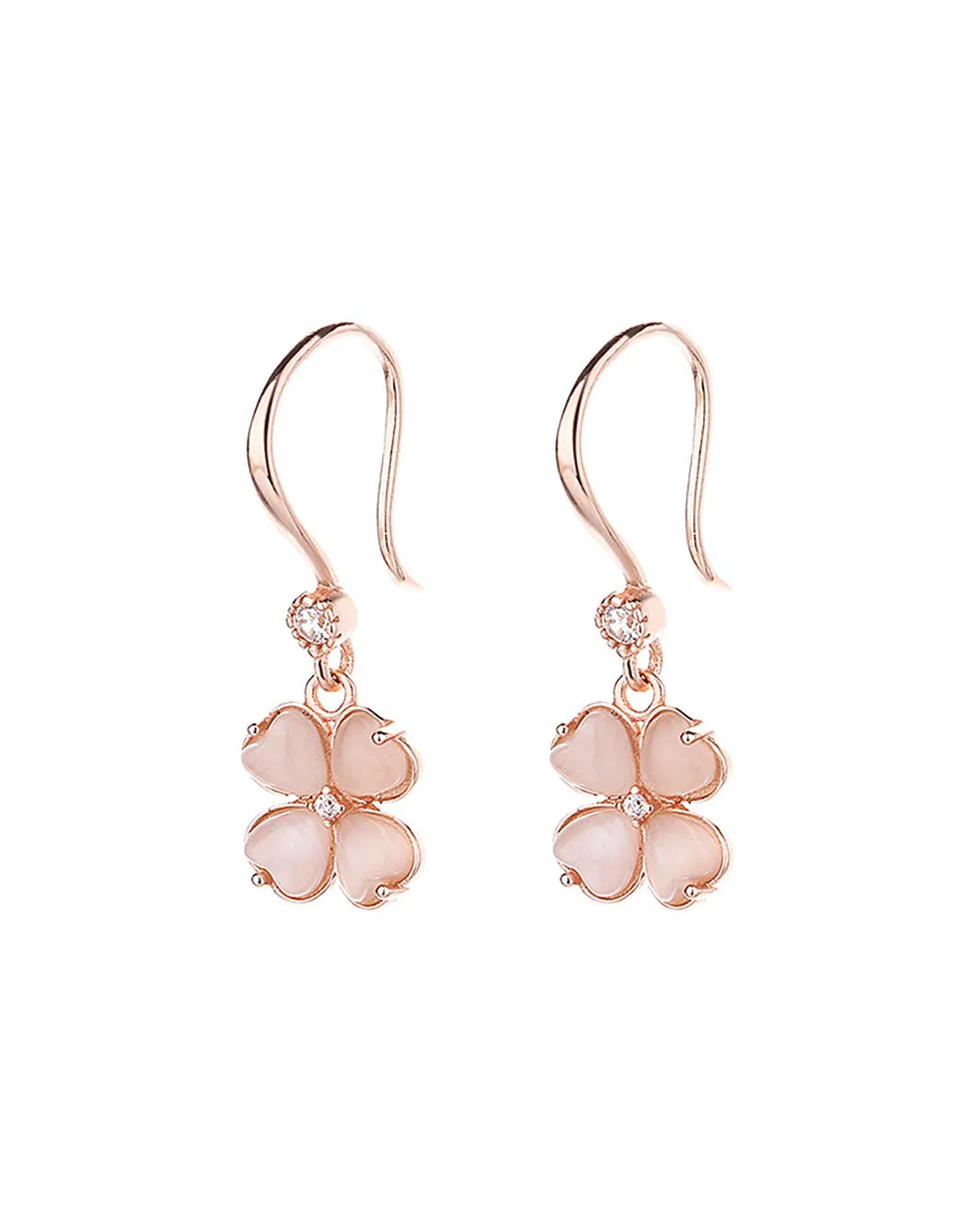 Flamingo Pink Clover Drop Earrings