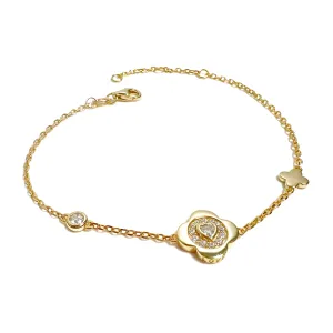 Flower and Heart Bezel Bracelet