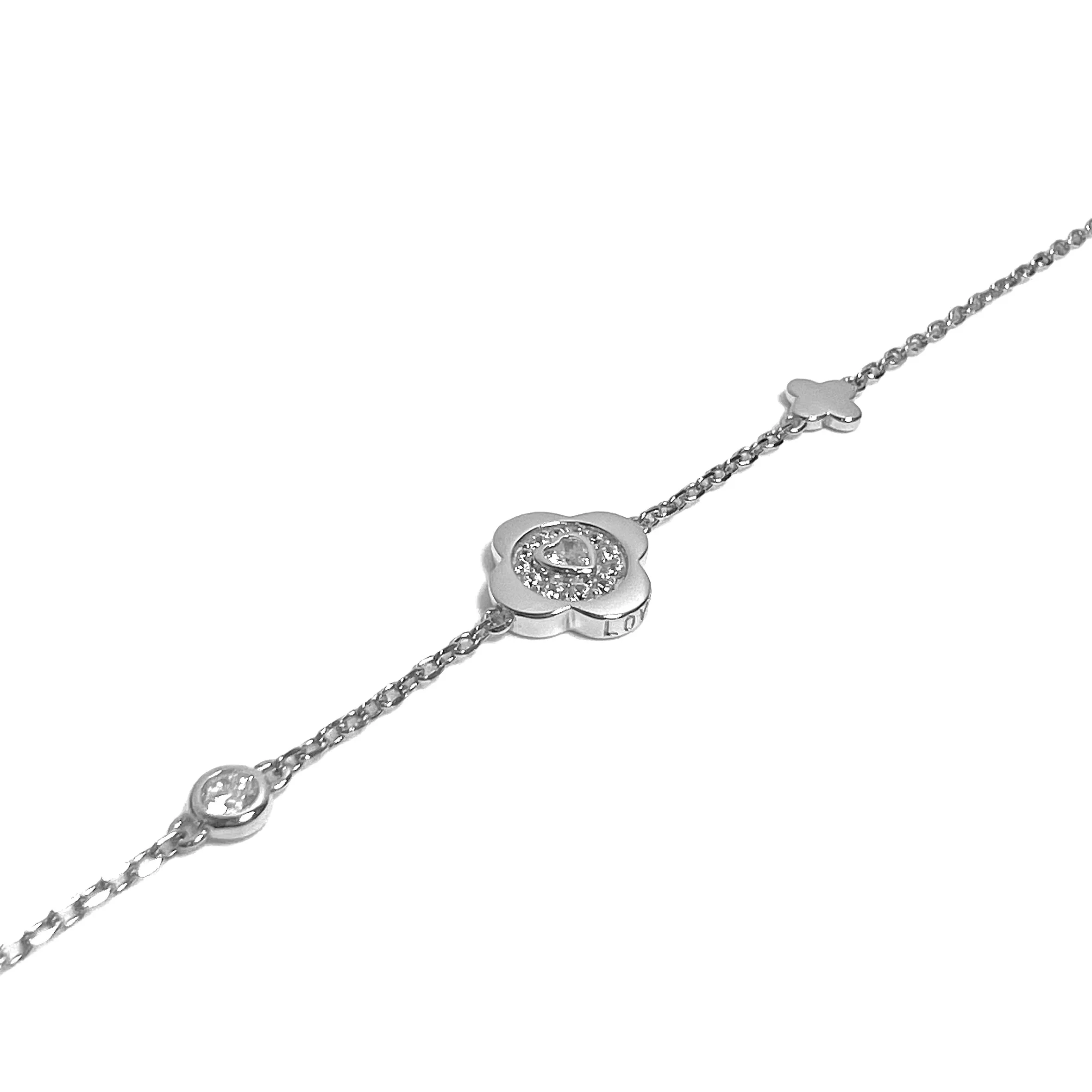 Flower and Heart Bezel Bracelet