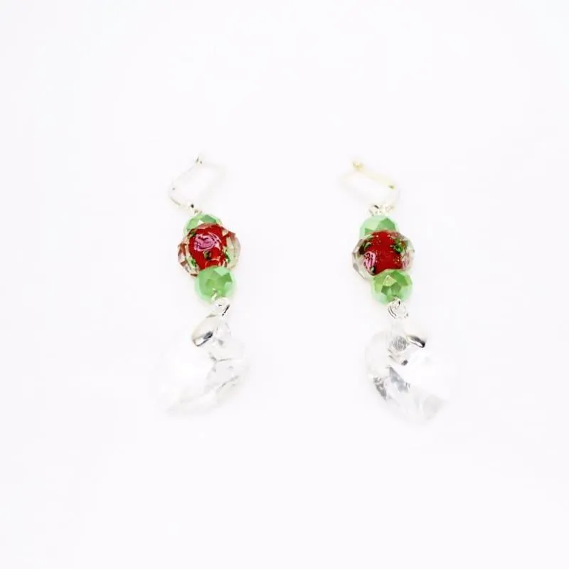 Flower Glass Lampwork Dangle Earrings