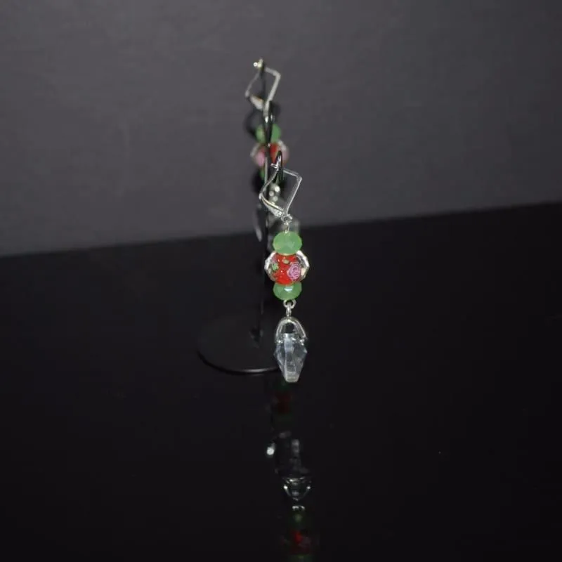 Flower Glass Lampwork Dangle Earrings