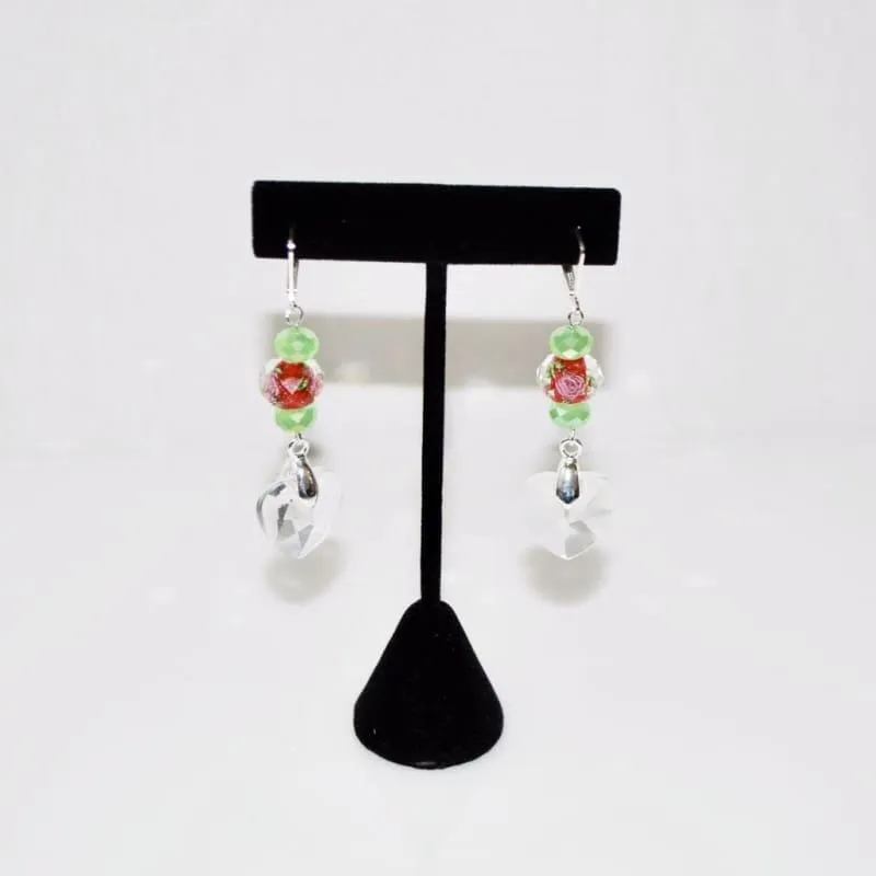 Flower Glass Lampwork Dangle Earrings