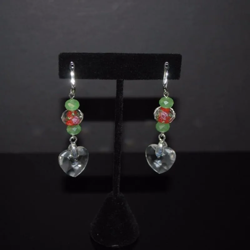 Flower Glass Lampwork Dangle Earrings