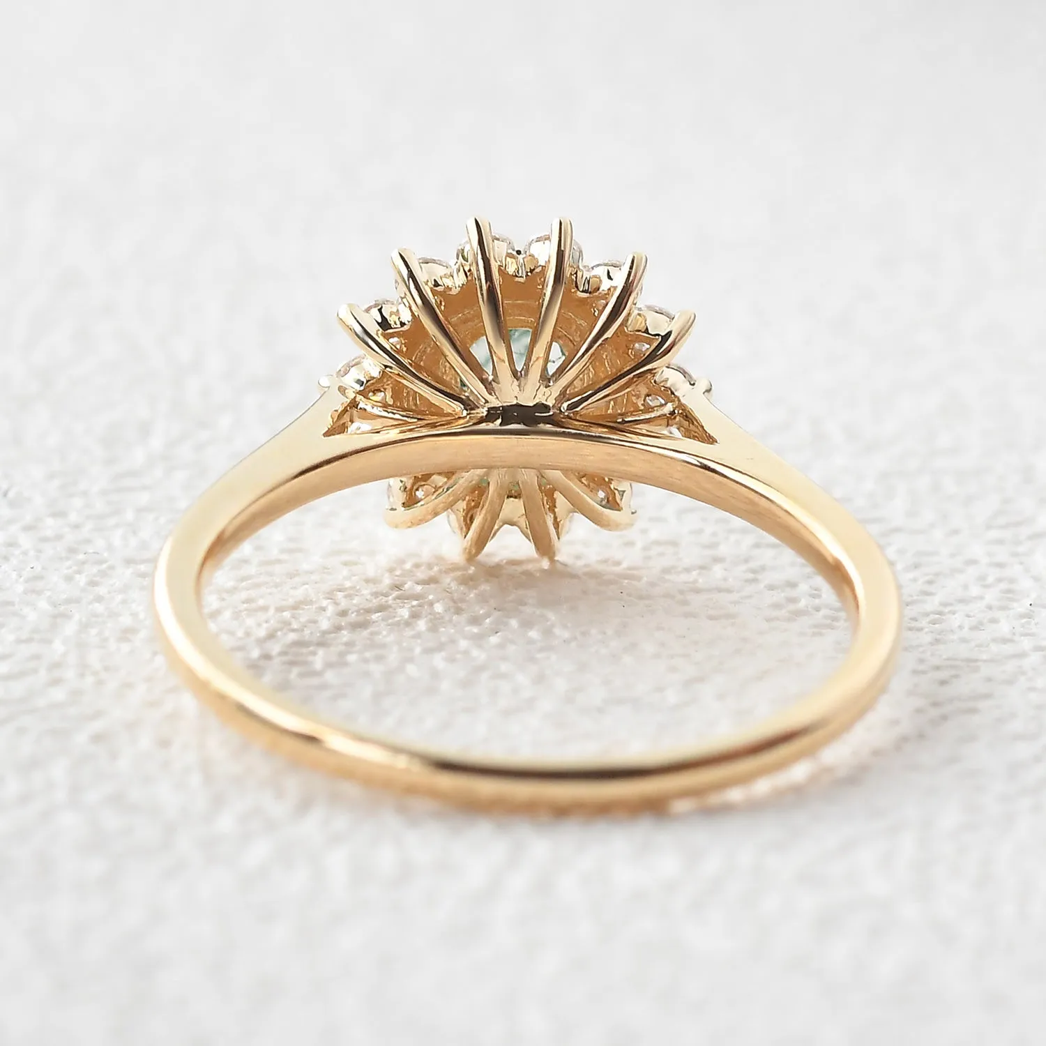 Flower Round Cut Moss Agate Rose Gold Ring