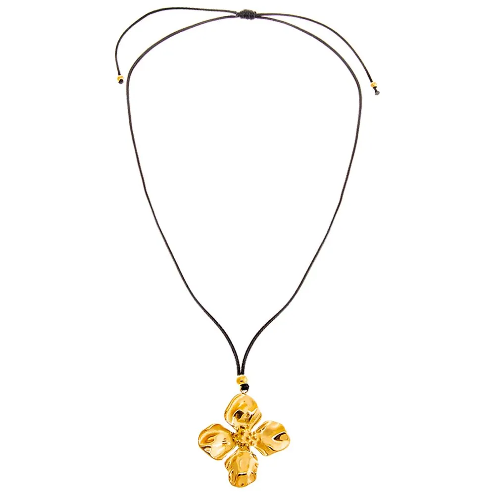 Flower Statement Rope Adjustable Necklace