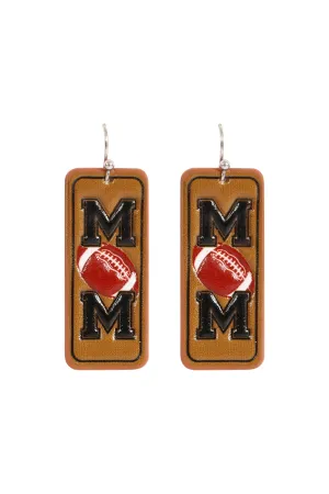 FOOTBALL "MOM" LEATHER DROP EARRINGS
