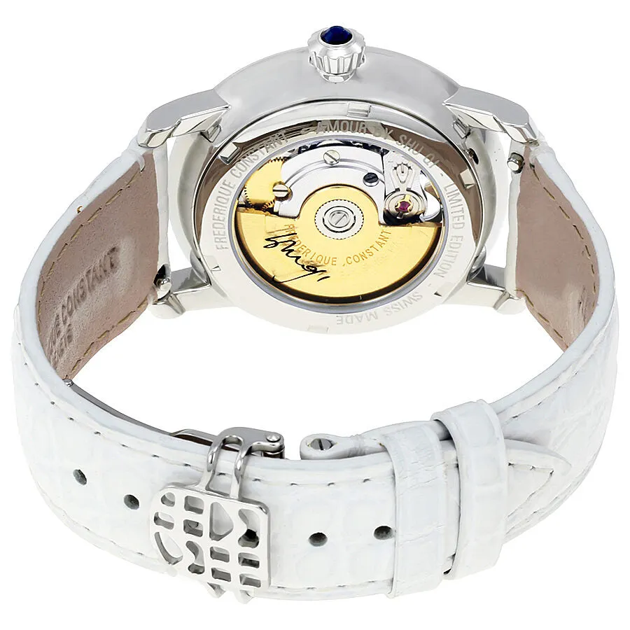 Frederique Constant Heart Beat Automatic Mother of Pearl Dial White Leather Ladies Watch FC-310SQ2PD6