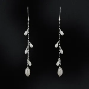 Freshwater Pearl Vine & Silver Chain Earrings