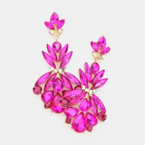 Fuchsia Crystal Floral Dangle Earrings | 534508