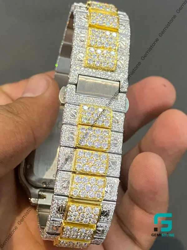 Fully Iced Out Two Tone Moissanite Diamond Studded Watch