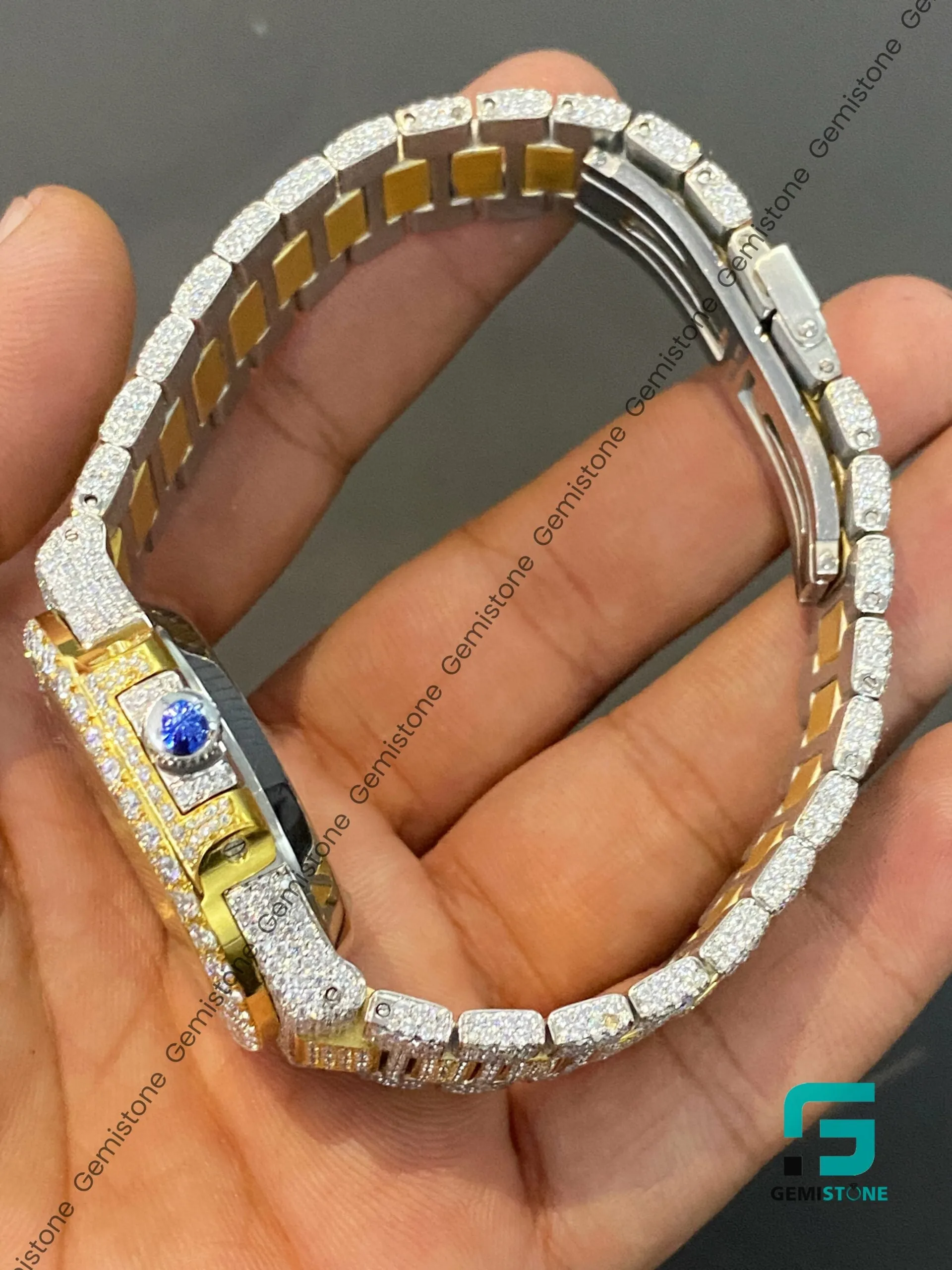 Fully Iced Out Two Tone Moissanite Diamond Studded Watch