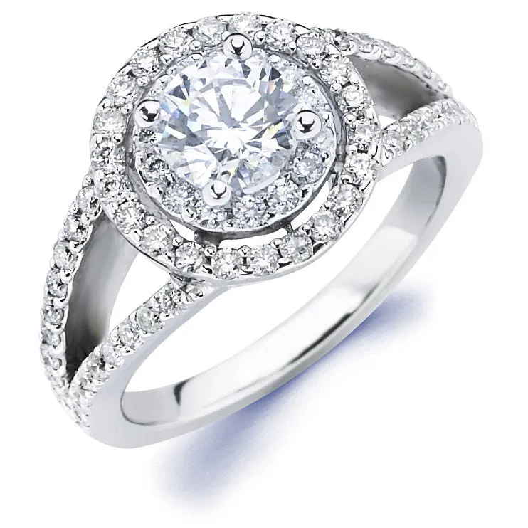 Gabi - Double Halo Split Shank Round Engagement Ring