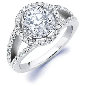 Gabi - Double Halo Split Shank Round Engagement Ring