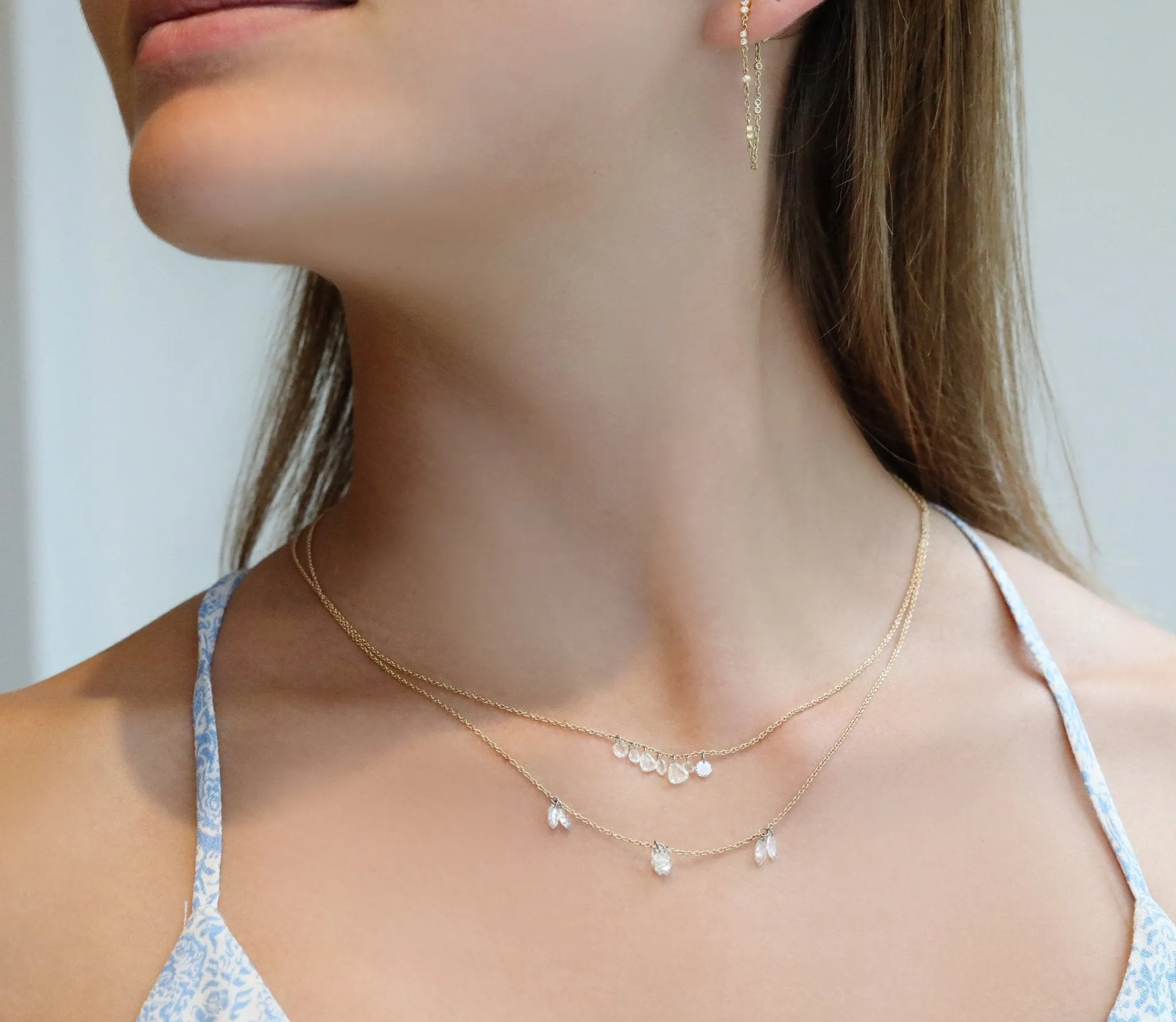 Gold & Bezel-Set Diamond "Vignette" Soft Hoop Earrings