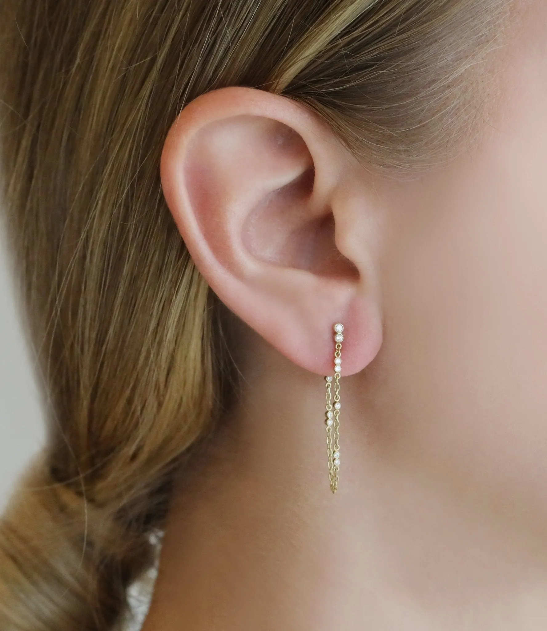 Gold & Bezel-Set Diamond "Vignette" Soft Hoop Earrings