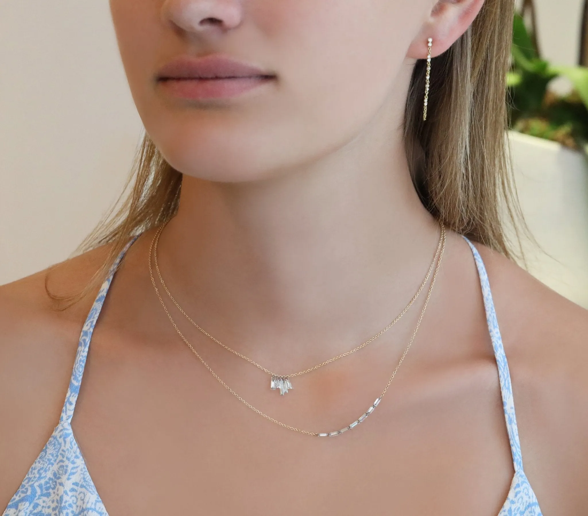 Gold & Bezel-Set Diamond "Vignette" Soft Hoop Earrings
