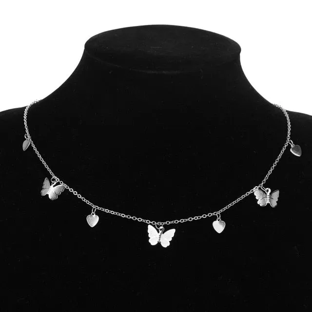 Gold Chain Butterfly Pendant Choker Necklace Women Statement Collares Bohemian Beach Jewelry Gift Collier Cheap