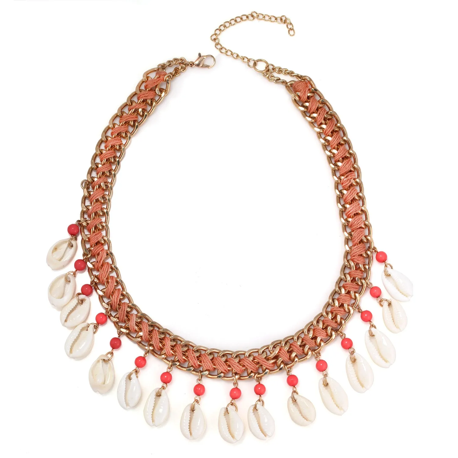 GOLD CORAL AND SHELL  NECKLACES #N2294 CORAL (IA24)
