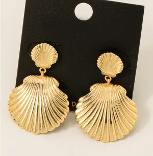Gold Dipped Seashell Dangle Earrings
