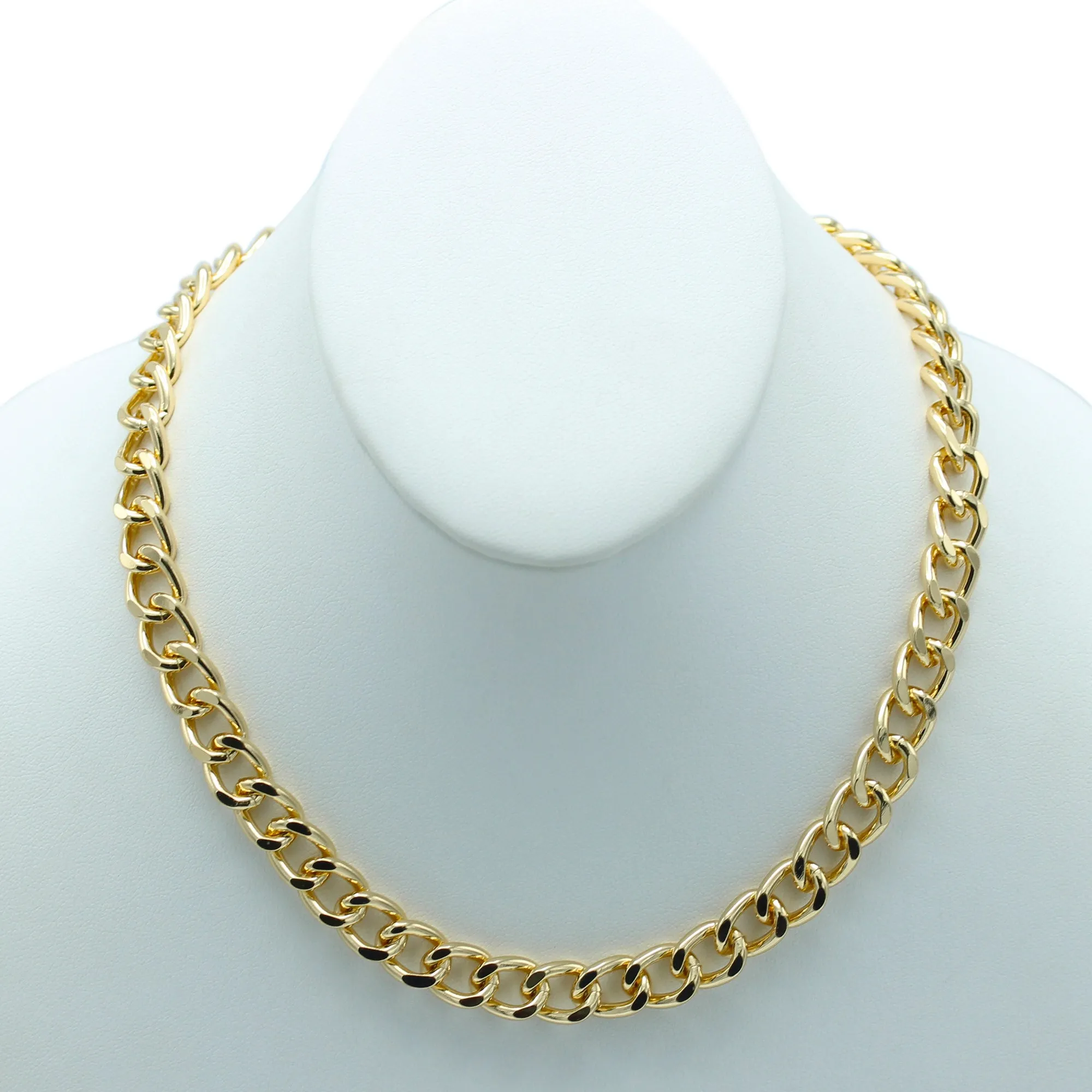 GOLD FLAT CURB CHAIN NECKLACE #FW1202518 (XD21)