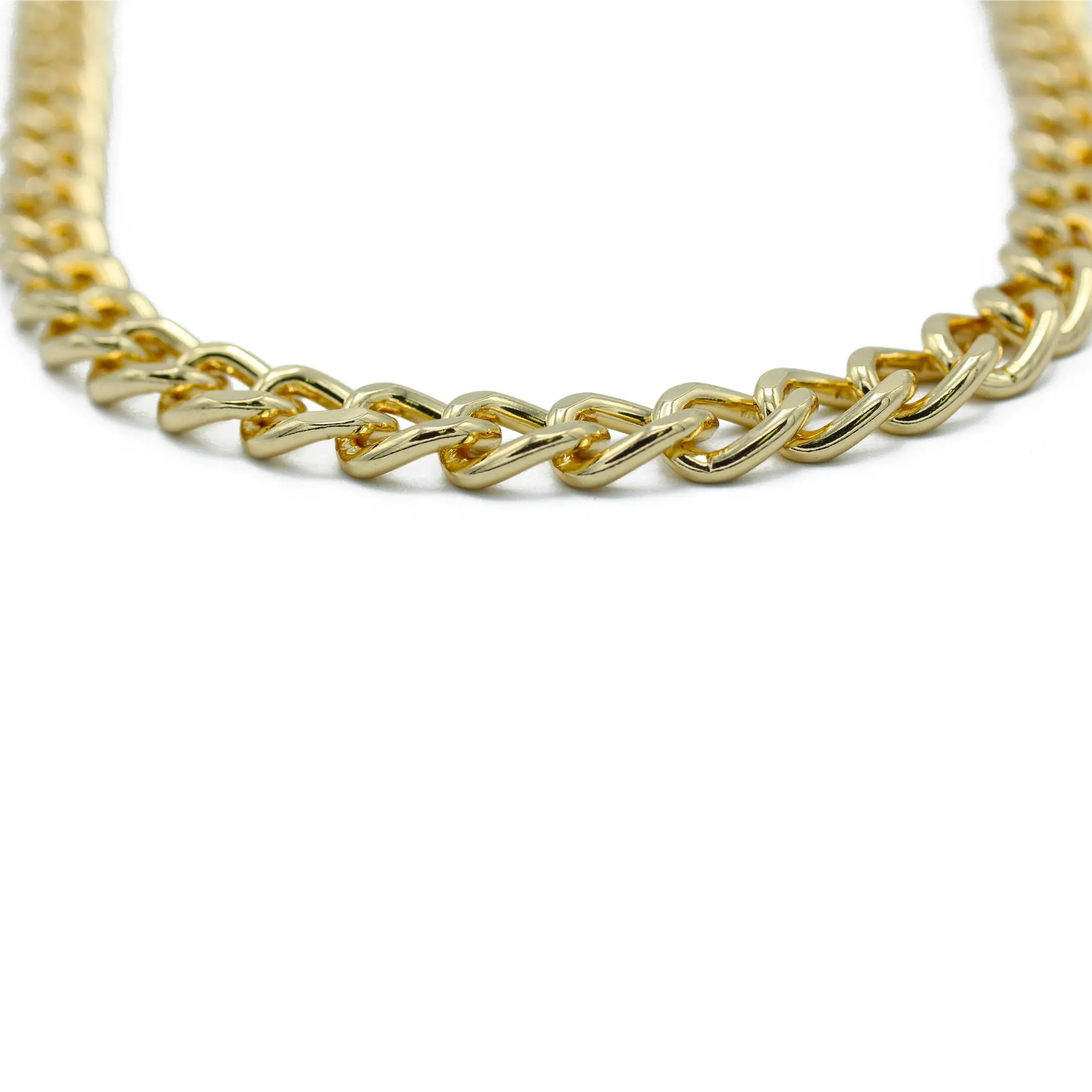 GOLD FLAT CURB CHAIN NECKLACE #FW1202518 (XD21)