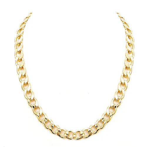 GOLD FLAT CURB CHAIN NECKLACE #FW1202518 (XD21)