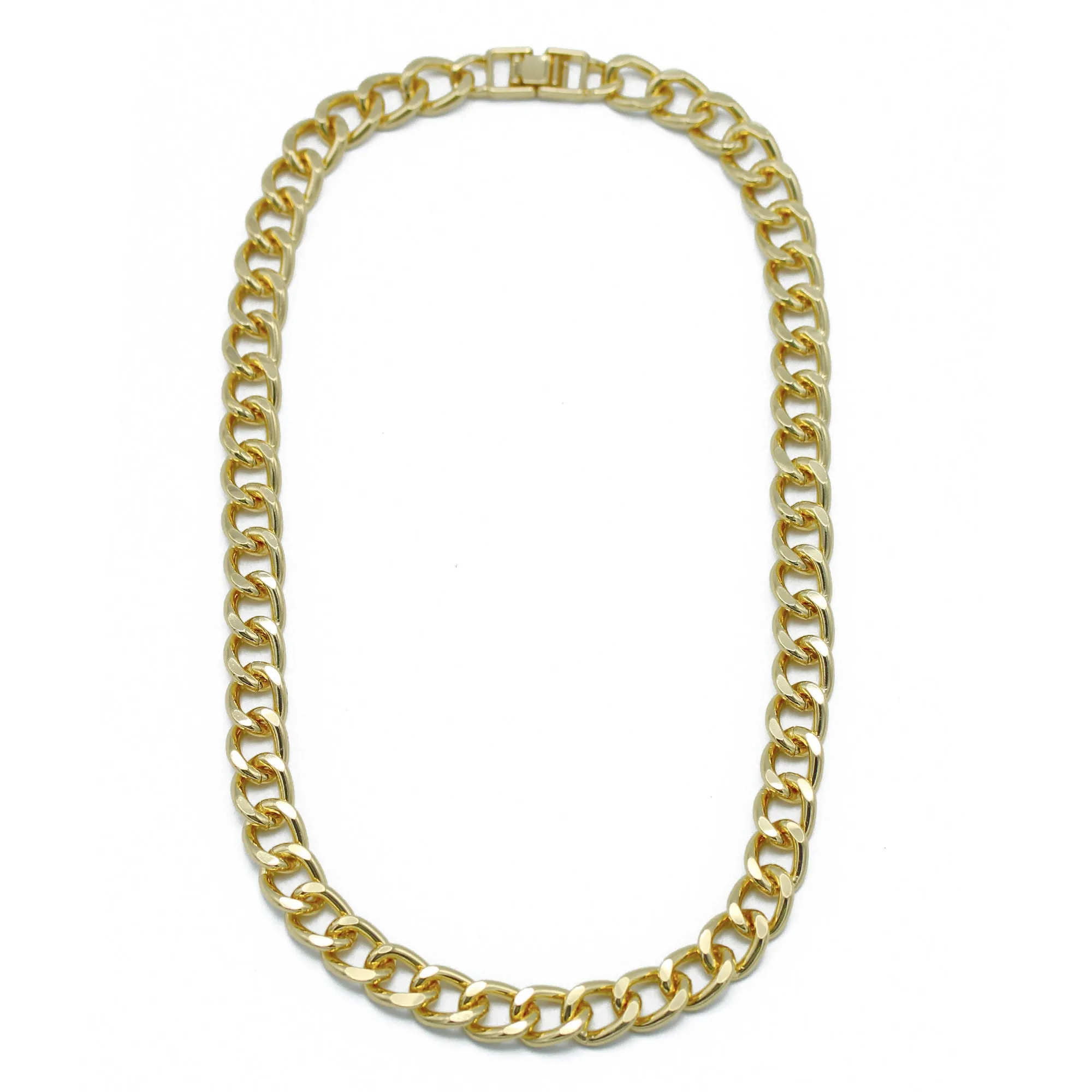 GOLD FLAT CURB CHAIN NECKLACE #FW1202518 (XD21)