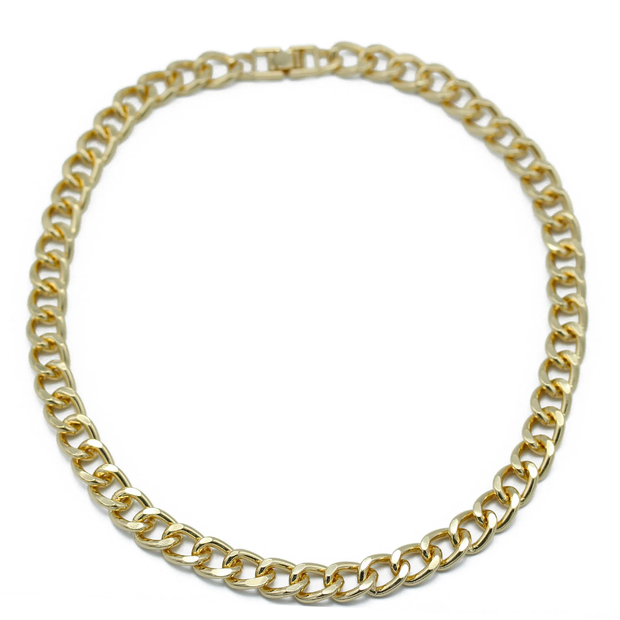GOLD FLAT CURB CHAIN NECKLACE #FW1202518 (XD21)