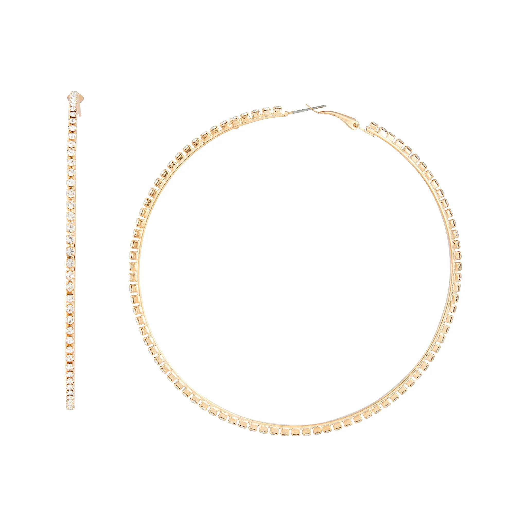 Gold Large Diamante Hoop Earrings