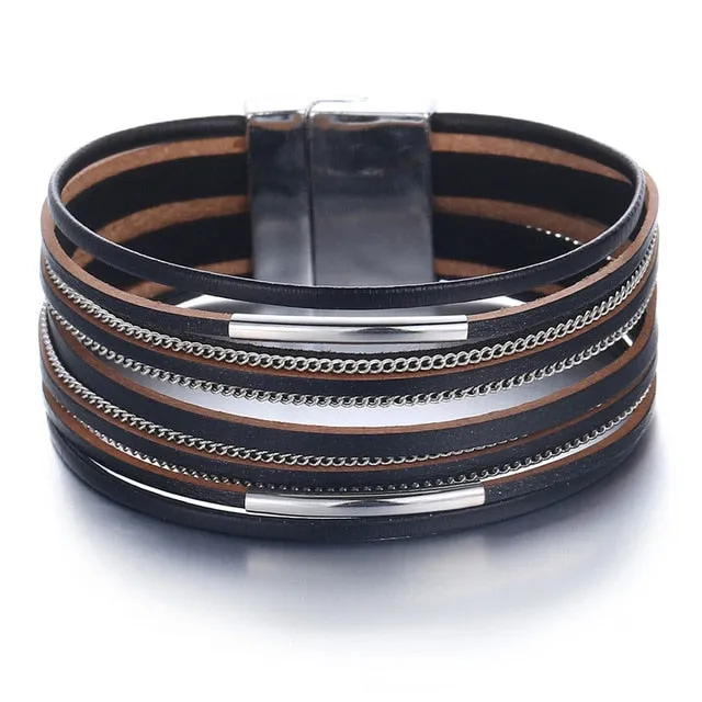 Gold Leather Wrap Bracelets (variations)