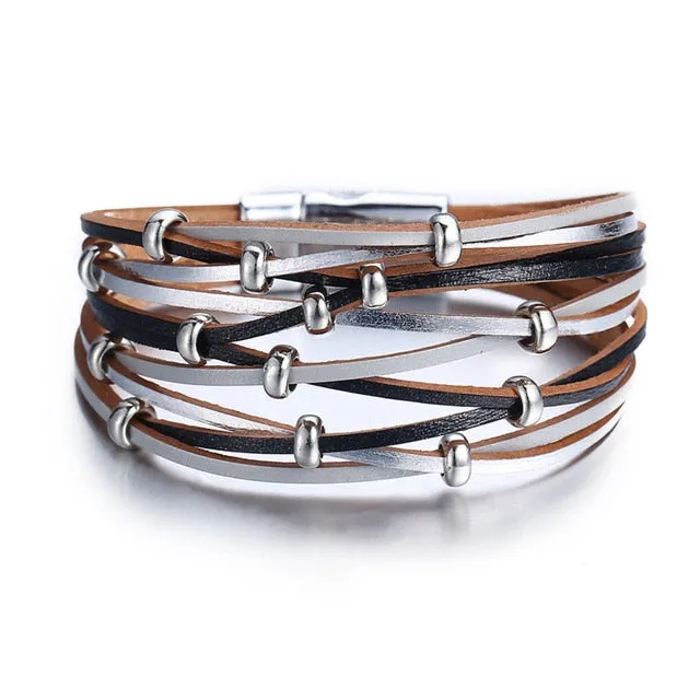 Gold Leather Wrap Bracelets (variations)