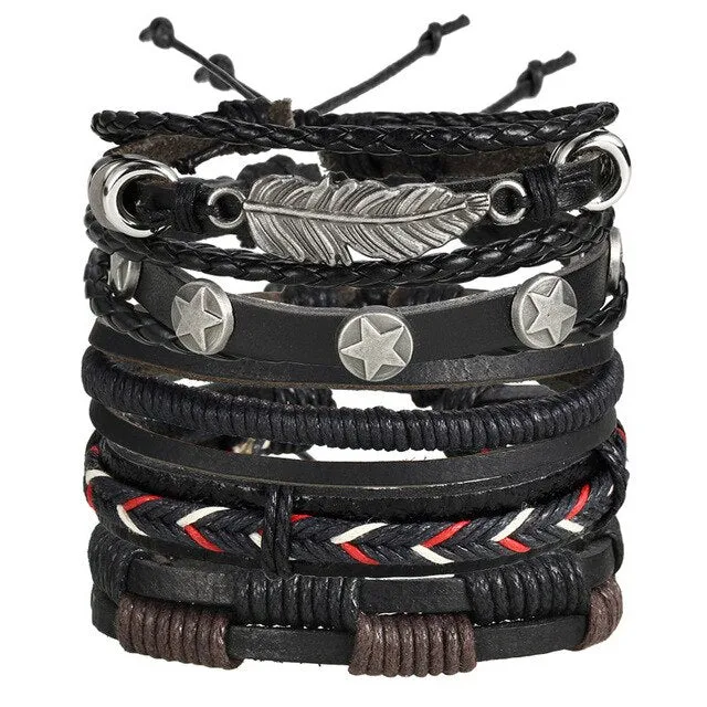 Gold Leather Wrap Bracelets (variations)