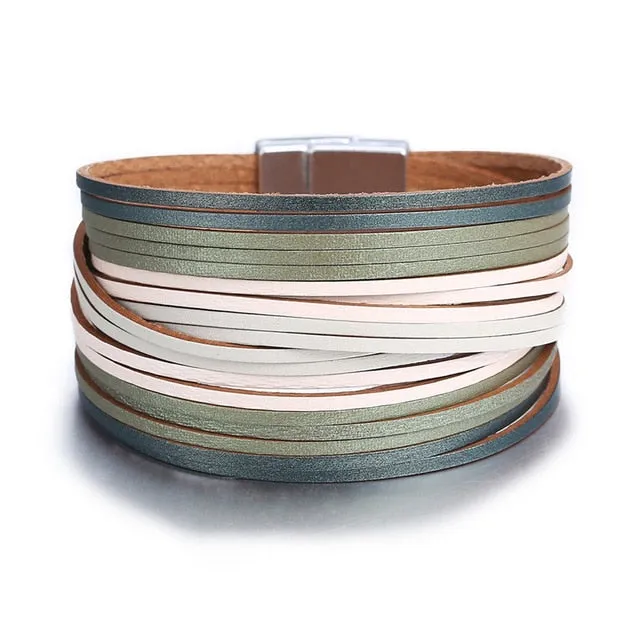 Gold Leather Wrap Bracelets (variations)