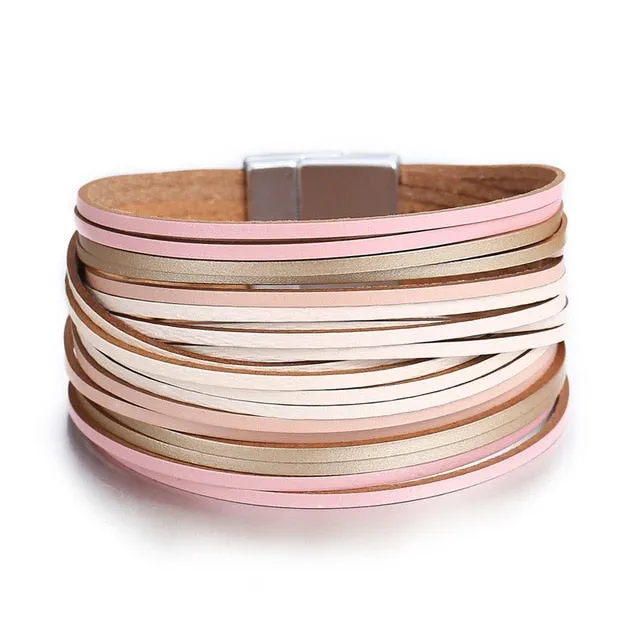 Gold Leather Wrap Bracelets (variations)