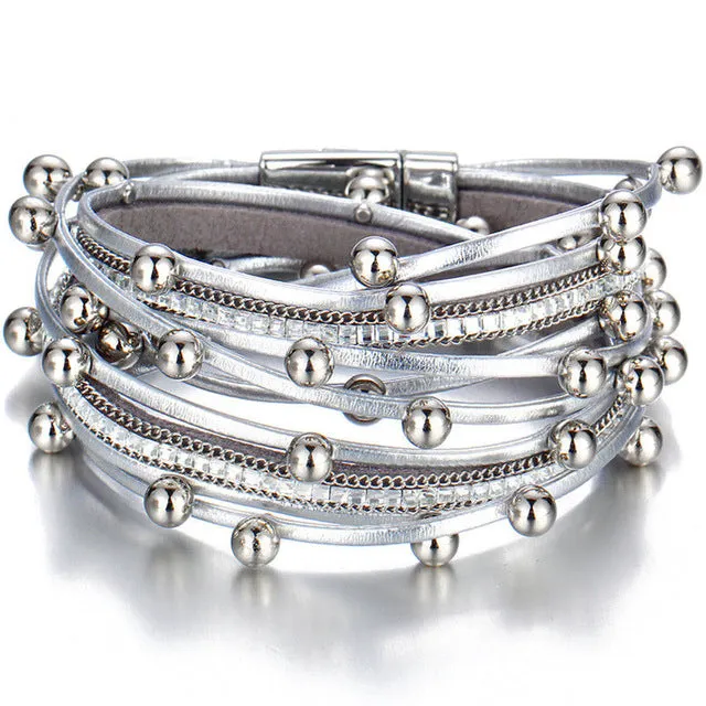 Gold Leather Wrap Bracelets (variations)