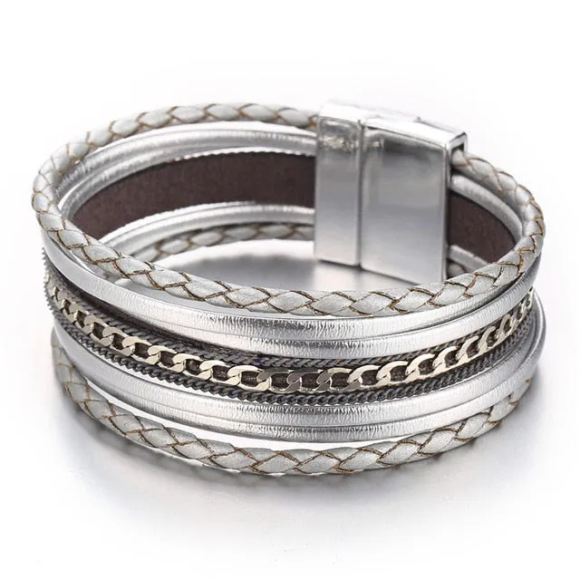 Gold Leather Wrap Bracelets (variations)