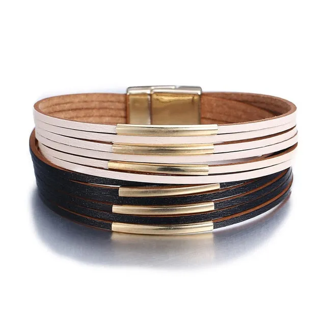 Gold Leather Wrap Bracelets (variations)