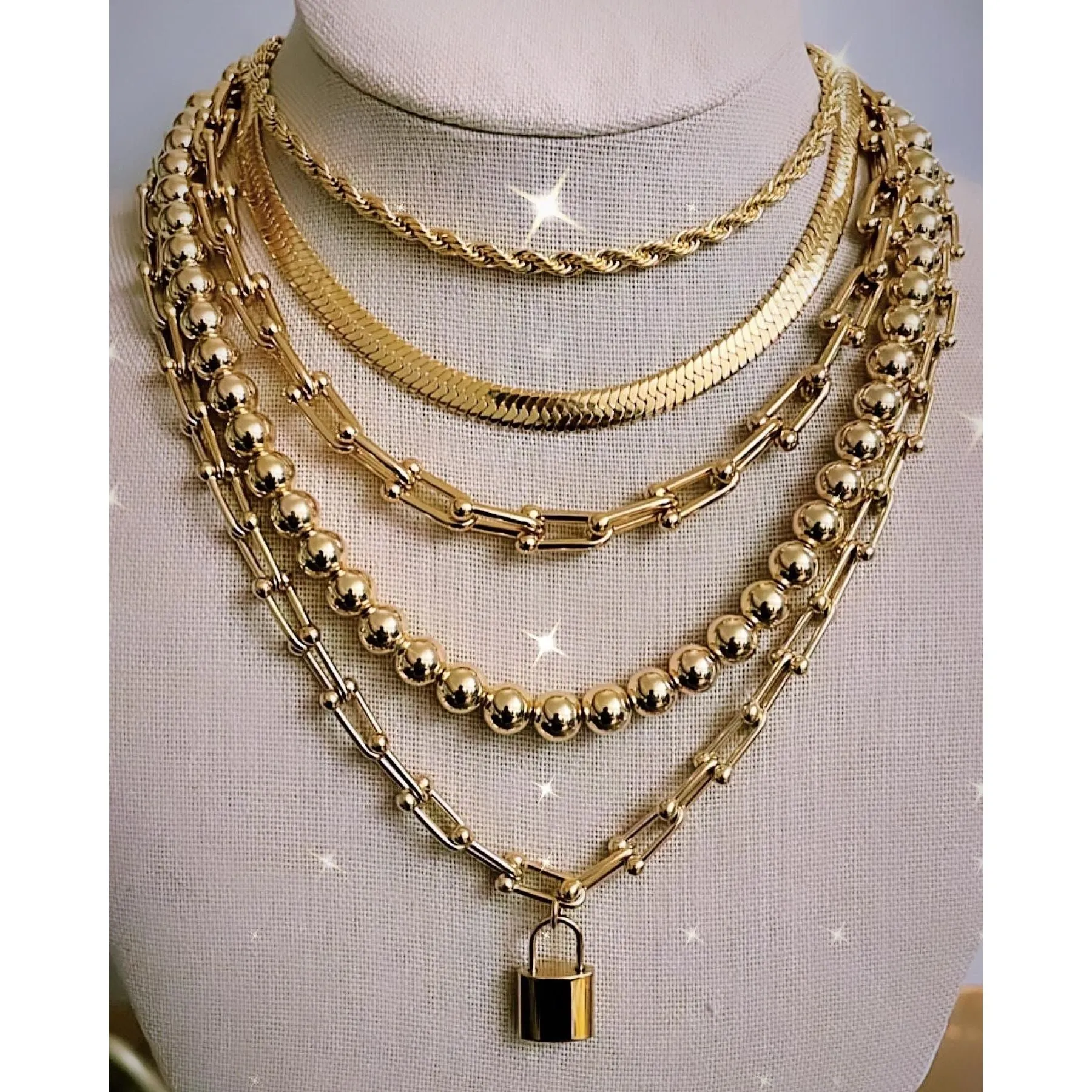 Gold Pearl Ball Necklace