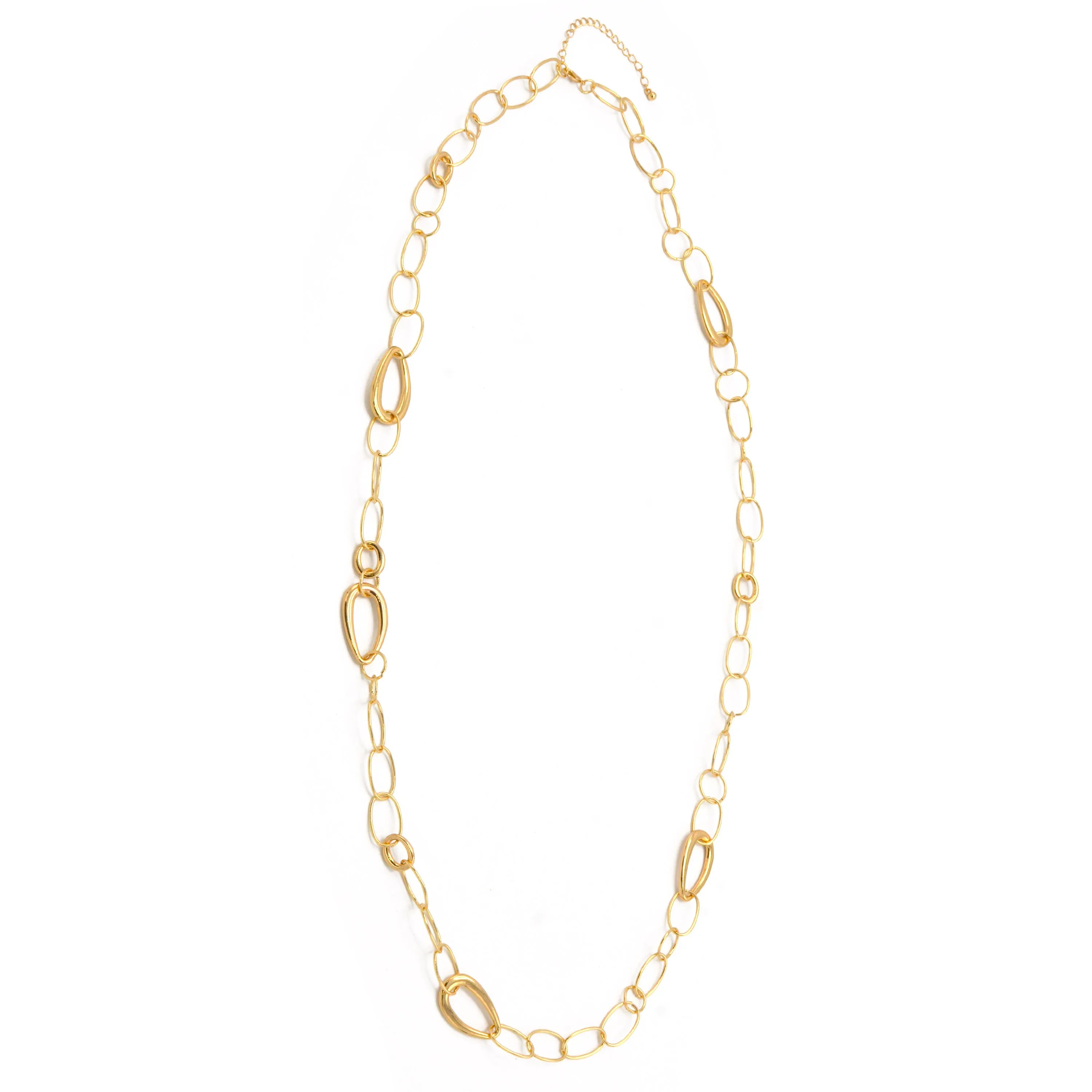 GOLD TEARDROP LINK LONG NECKLACE#SQGN20011002G
