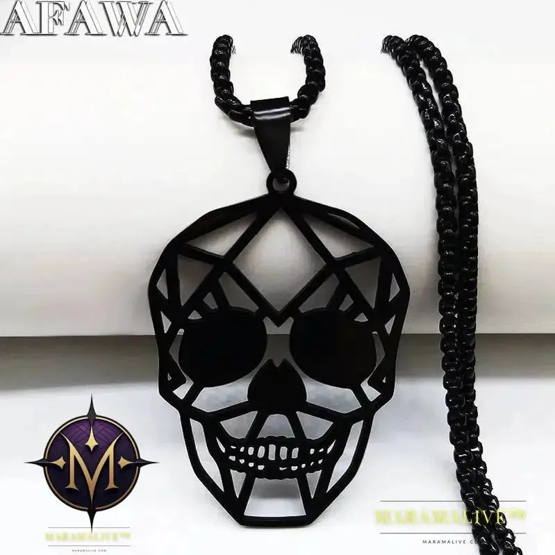 Goth Cool Skull Neck Pendant Stainless Steel Chain Necklace Hip Hop Rock Necklaces Jewelry