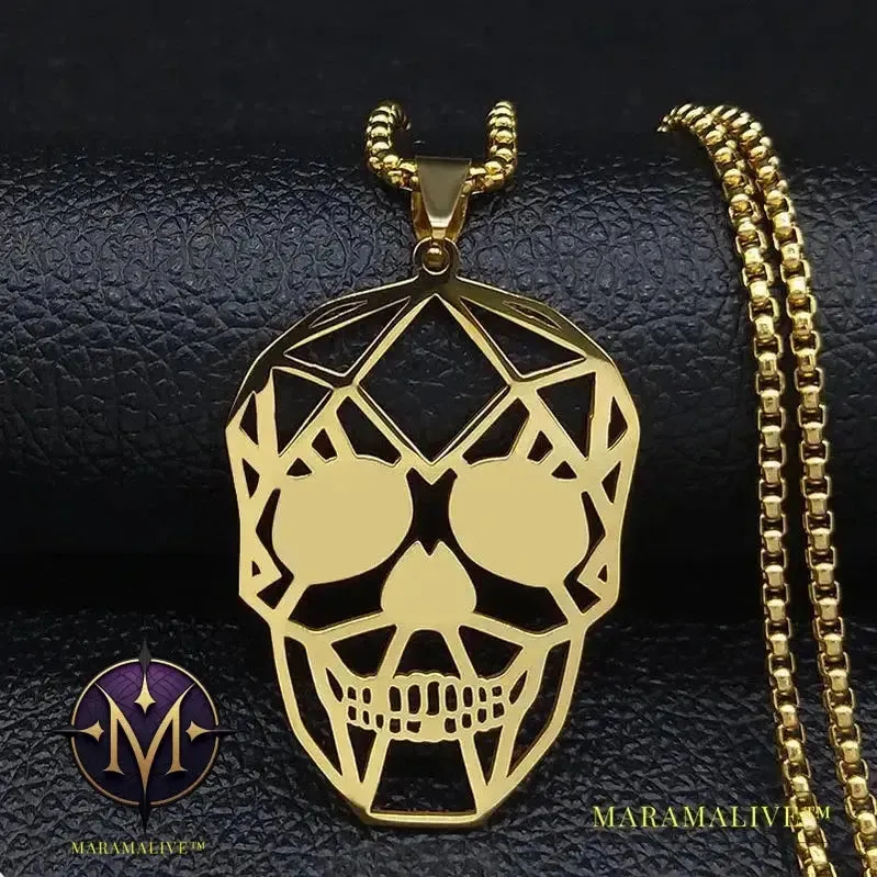 Goth Cool Skull Neck Pendant Stainless Steel Chain Necklace Hip Hop Rock Necklaces Jewelry